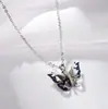 Colar Cor Fixa de Aço Titânio Luxo Leve Design de Nicho High-End Versátil Corrente de Clavícula Ornamentos de Coração Borboleta para Mulheres Atacado