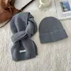 Conjunto de Chapéu e Cachecol 100% Lã Pura Peça Única Cor Lisa Masculino e Feminino Outono e Inverno Conjunto Combinado Espesso e Quente Transfronteiriço