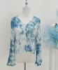 Vestido artístico azul tie-dye hecho a mano de Radix Isatidis de planta pura original, sobrecapas exteriores protectoras solares
