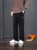 Pantalones Casuales Gruesos de Pana con Felpa Plus para Hombre, Otoño Invierno, Modernos, Cómodos, para el Trabajo, Holgados, Pierna Recta, Largos