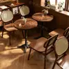 Mesa y Silla de Café Celebridad de Internet Comercial Retro Americano Panadería Repostería Mesa Tienda de Postres Mesa Catering Restaurante Silla de Comedor Madera Maciza Personalización