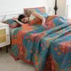 Colcha de Algodão com Fio de Três Camadas Cobertor Jacquard Tingido com Fio de Algodão Cobertor de Cama para Quatro Estações Cobertor de Ar Condicionado Conjunto de Três Peças