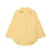 Para Comercio Exterior Transfronterizo Europeo y Americano Ropa de Mujer en Aliexpress, Popular Otoño Sencilla Versátil Camisa Amarilla de Cuello de Manga Media