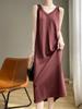 Vestido de tirantes para mujer, novedad de verano 2024, Quzhu, tejido a la moda, elegante, escote en V, corte A, cinturón doble en los hombros, vestido de tirantes