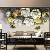 Papel de Parede Floral para Quarto de Luxo Leve Parede de Fundo para TV Mural Europeu Sofá Papel de Parede Grande Completo