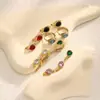 Brincos Europeus e Americanos Transfronteiriços em Aço Inoxidável com Formato de Gota e Cravejados com Diamantes para Mulheres, Luxo Leve com Sensação de Alta Qualidade, Banhados a Ouro 18K, Presilhas de Orelha/Acessórios de Orelha que Não Desbotam