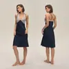 Ropa de Noche Sexy de Encaje Nuevo Europeo y Americano Transfronterizo con Tirantes Ajustados, Color Sólido, Satín y Gasa, Pijama, Ropa para el Hogar Cq3921