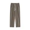 Calça Esportiva Casual de Seda Gelada Respirável Versátil Simples Formal Preta para Homens e Mulheres de Tamanho Grande Verão Cordão Micro-Elástico