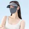 Sombrero de Sol Máscara de Ala Negra Máscara de Sombrero Dos en Uno Máscara Facial Protectora de Seda de Hielo Transpirable Máscara UV