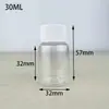 Botella de plástico transparente de boca ancha de 30 50 100 ml, subbotella para polvo de partículas, botella de líquido PET sellada con tapa