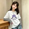 Camiseta Feminina, Estilo Novo Primavera/Outono 2026, Blusa da Moda, Camiseta Básica de Algodão Puro para Bebê Menina, Manga Longa de Outono, Falsa Peça Dupla