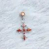 Pendientes de Aro Cruz de Espina de Aleación de Titanio F136 Tornillo Interno de Titanio G23 Piercings para Labio con Circonita Piercings para Lengua Joyería para Piercings