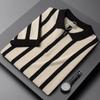 Camiseta POLO de Verano de Manga Corta para Hombre Estilo Coreano Retro Rayada Distintiva con Cremallera Manga Media Versátil Casual para Hombre Adolescentes