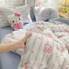 Conjunto de Lençóis de Algodão Macio Lavado Tipo Nuvem, Conjunto de Quatro Peças para Todas as Estações, Conjunto de Lençóis de Kapok, Estilo Fresco e Simples, Conjunto de Três Peças para Estudante
