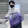 Moletom de Manga Longa para Meninos Genius Whale Nova Estação Outono e Inverno Estampa Tie-Dye Color Block Moda Primavera e Outono para Crianças Maiores