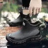 Nuevas Botas de Lluvia para Hombre 2024 Suela Gruesa Antideslizantes Impermeables Botas de Lluvia Cortas Tendencia de Moda Ropa Exterior Resistentes al Desgaste Zapatos de Goma Cocina