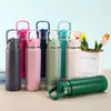Botella Espacial Simple Portátil Personalizada de Acero Inoxidable 304 Taza de Doble Pared con Aislamiento al Vacío Taza Portátil para Exteriores con Popote Venta al por Mayor