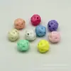 Fio de Lã Acrílico Colorido Popular, Contas de Bola de Lã Coloridas de Cor Sólida com Furo Reto, Acessórios para Chaveiro DIY, Contas para Fio