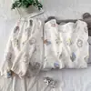 Pijama Dulce de Dibujos Animados Transfronterizo para Mujer Xia Yunduo Algodón Manga Corta Pantalones Cortos Niñas Cuello Redondo Se Puede Usar Fuera de Casa Conjunto de Ropa para el Hogar