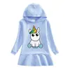 Otoño 2020 comercio exterior vestido sudadera con capucha para niñas caricatura de unicornio bebé invierno algodón falda con volantes