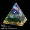 Pirámide de Cristal Natural de 8 cm Decoración Creativa para el Hogar Adorno Artesanal Bola de Cristal Envuelto en Resina Pirámide de Resina