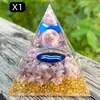 Pirâmide de bola de cristal natural de 8cm Ornamento de mesa de escritório europeu e americano Artesanato de pirâmide de resina para yoga e meditação