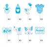 Set de Decoración para Baby Shower Elefante Azul Bebé Primera Fiesta de Cumpleaños del Bebé Bandera de Fiesta para Baby Shower Adorno para Pastel