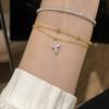 Pulseira Cruzada de Camada Dupla Explosiva Europeia e Americana Moda de Luxo Leve Design com Zircônia Incrustada Moda de Alta Qualidade Versátil