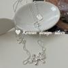 Versión Coreana de Joyería de Nicho de Dongdaemun Plata de Ley S925 Lujo Accesible Doble Capa Borla Calado Lazo Zirconia Collar para Mujeres