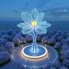 Escultura Grande de Flor Hueca de Acero Inoxidable Flor de Rosa Metálica Iluminación de Arte de Hierro Flor de Loto Adorno de Paisaje Exterior