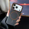 Funda magnética para teléfono estilo coreano con textura de guijarro, adecuada para Apple 17Promax, anticaída, 16 agujeros grandes, color sólido, 11/12/15