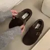 Nuoqilin Sapatos Birkenstock Cinza Retrô de Lã com Elevação Interna Outono e Inverno Sapatos Quentes de Pelo Forrados com Fleece Sapatos de Algodão