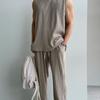 Traje casual para hombre, moda de verano, chaleco sin mangas versátil, estilo coreano, drapeado, holgado, recto, cintura elástica
