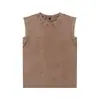 Camiseta sin mangas de algodón puro estilo americano 2026 para mujer, chaleco de marca moderno de corte holgado, lavado vintage, personalizable, venta directa de fábrica
