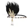 1920 tocado de mascarada para mujer metal hoja pluma tocado mismo estilo que Gatsby banda para el cabello de moda para fiesta individual
