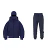 Nova Temporada Moletom com Capuz Duplo e Zíper DIY Liso Masculino Feminino Outono Inverno Conjunto de Calça de Moletom com Capuz e Zíper para Casal