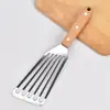 Espátula para pescado de acero inoxidable con mango de madera espátula para pescado frito cocina hogar resistente a altas temperaturas espátula de mariposa espátula para bistec frito espátula para sartén antiadherente
