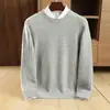 Suéter de Lana de Cuello Redondo para Hombre 2026 Otoño e Invierno Nuevo Suéter Casual 100% Lana Tejido Base Waffle Suéter