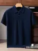Nuevo modelo de otoño 100% cachemir puro para hombre, polo de manga corta con cuello, tejido suave, top casual de negocios ligero