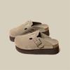 Dedo fechado Boken sapatos fundo grosso 6cm2023 Nova altura interna aumentando preguiçoso slip-on desgaste externo meio chinelos Boken plataforma sapatos para mulheres