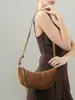 Bolsa de Bollo Nueva Súper Popular Diseño para Viajar al Trabajo Cuero Genuino de Nicho Retro Piel de Vaca Mate Bolso Cruzado para Mujer Bolso Croissant para Mujer