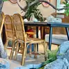 Silla con Respaldo de Ratán Tejido Usada B&B Retro Natural Ratán Real Silla para Mesa de Comedor Silla de Comedor para el Hogar Silla de Ocio para Balcón