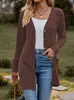 Jaqueta Botões Outono e Inverno Amazon 2026 para Mulheres, Cardigan de Cor Sólida com Costela Escovada de Manga Longa, Elegante Estilo Polo