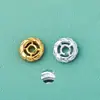 Prata Esterlina S925 Banhada a Ouro Contas Espaçadoras de Cobre Cravejadas com Diamantes Pulseira de Corda Trançada Feita à Mão Colar Contas Acessórios DIY