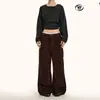 Calça Casual Yongfang Retro Americano Veludo Cotelê Estilo Maillard para Homens e Mulheres no Outono e Inverno Design Desconstruído Perna Larga Reta Solta