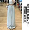 Calça de Terno Off-White de Seda Leite para Mulheres, Estilo Fino de Verão, Novo 2026 Cintura Alta Solta Gelo Seda Casual Yamamoto Calça de Perna Larga