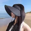 Sombrero de Sol de Verano para Mujer, Sombrero de Protección Solar de Parte Superior Abierta con Ala Grande, Protección para el Cuello, Sombrero de Sol Elegante y Versátil que Hace que la Cara Parezca Más Pequeña, Sombrero de Pescador
