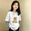Conjunto de otoño para niña, camiseta de manga larga patchwork, nuevo estilo primavera y otoño 2026, top interior para niñas de talla mediana y grande