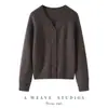 Cárdigan de Punto de Cachemira de Seda de Morera Hilo Jaspeado Engrosado de Terciopelo para Mujer Otoño Invierno Nuevo Cuello Redondo Estilo Perezoso Holgado Suéter