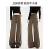 Pantalones casuales versátiles de pierna ancha estrecha de cintura alta de principios de otoño, versión serie LU, pantalones de tela Yaseel simples y elegantes